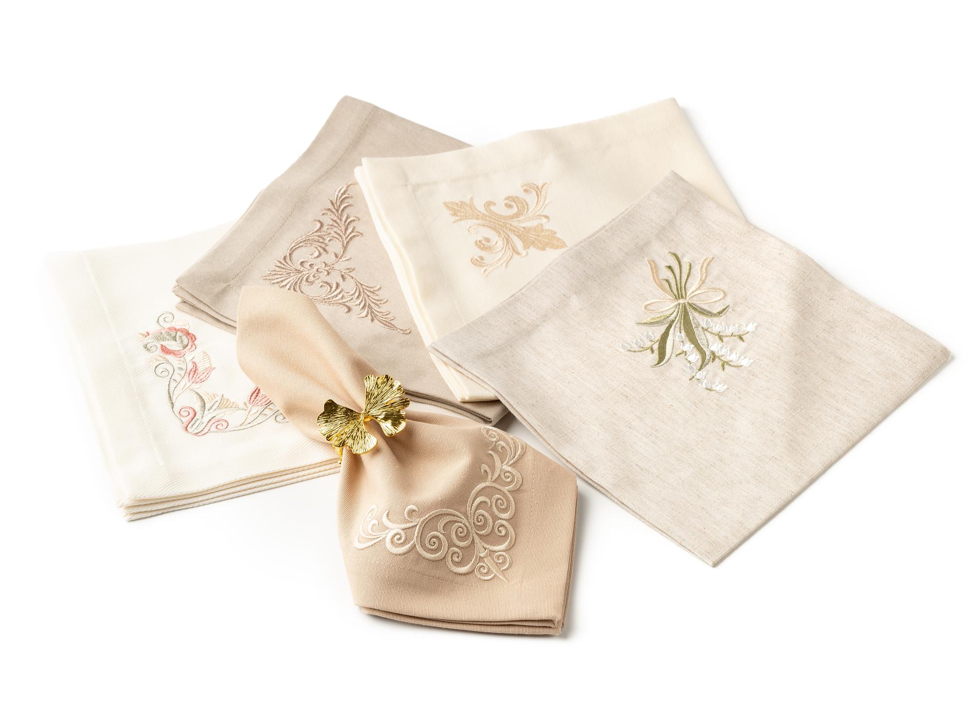 stack of embroidered handkerchiefs